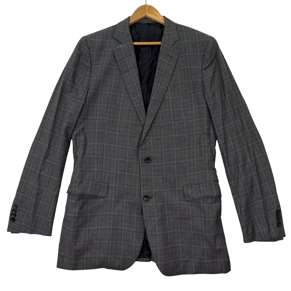 Brooks Brothers Mens 42XL Blazer 1818 Fitzgerald Gray Plaid SaxXon Wool Jacket
